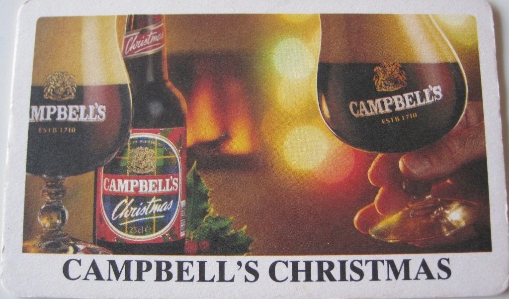 Bierviltje Campbell's Christmas - kerstbier, Ophalen of Verzenden, Zo goed als nieuw, Viltje(s), Overige merken