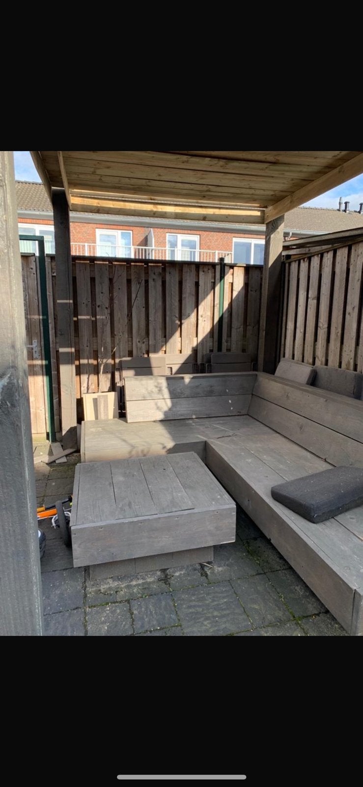 Steigerhouten tuinbank/tuinset, Ophalen, Gebruikt, Steigerhout, Bank