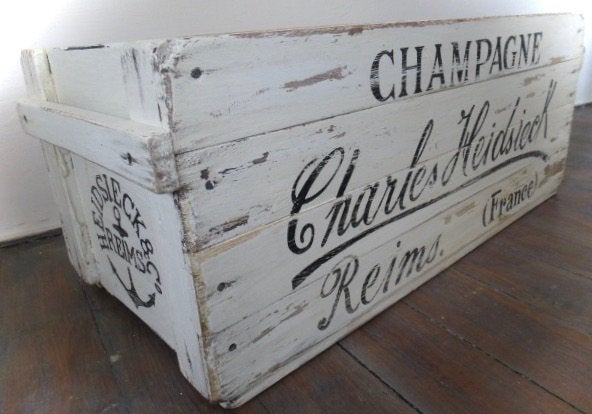 Champagne kist/unieke houten krat/Charles Heidsieck/vintage, Huis en Inrichting, Woonaccessoires | Kisten, Minder dan 50 cm, 50 tot 100 cm
