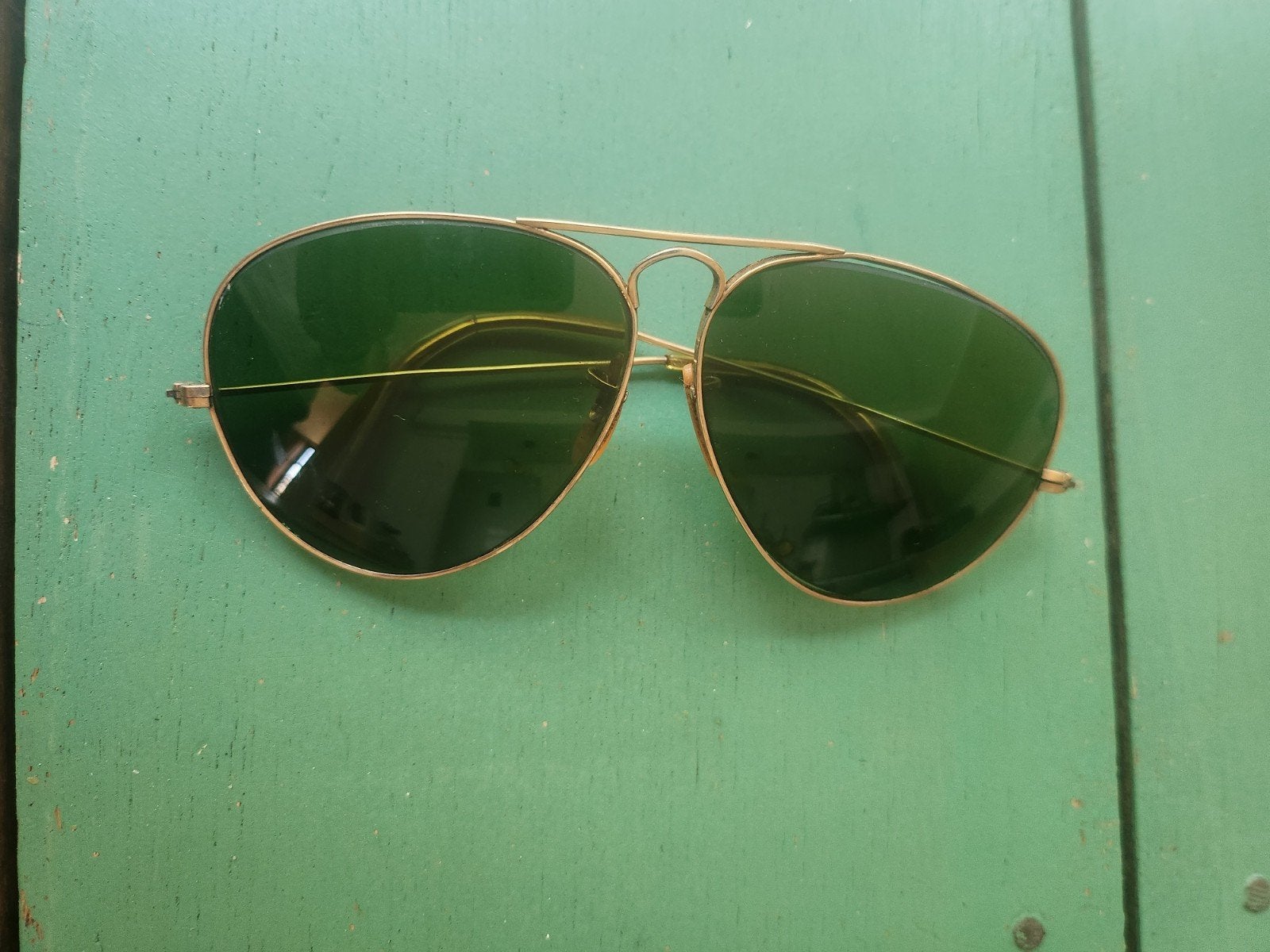 60/70s Bausch & Lomb 12k gold filled Ray-ban, Ophalen of Verzenden, Gebruikt, Groen, Ray-Ban