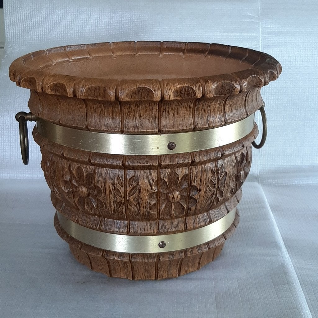 Vintage bloempot Emsa - W. Germany kunststof, Tuin en Terras, Bloempotten, Ophalen, Kunststof, Gebruikt, Rond