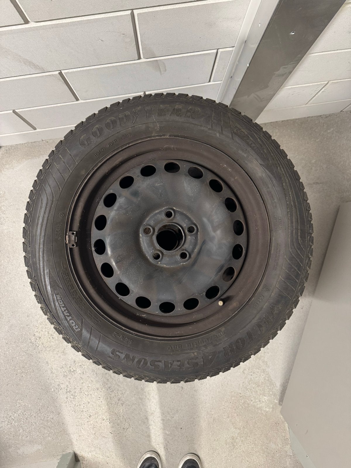 185/65 15 All Season banden met stalen velgen 5x100, Ophalen, Gebruikt, 15 inch, Banden en Velgen