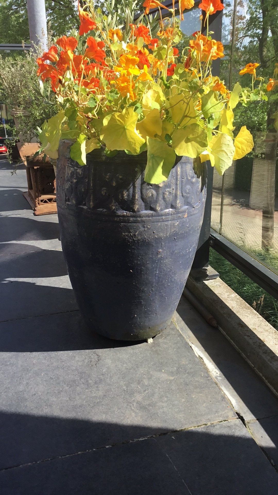 Plantenpot, Steen, Gebruikt, Rond, Ophalen