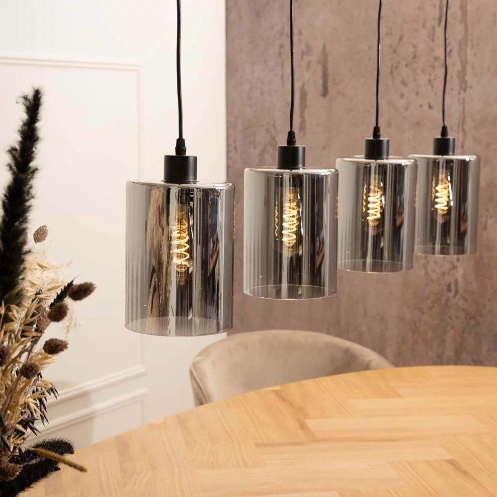 Hanglamp smoke glas – Quatre Amis zwart, Huis en Inrichting, Lampen | Hanglampen, Nieuw, Ophalen of Verzenden, Glas, Minder dan 50 cm