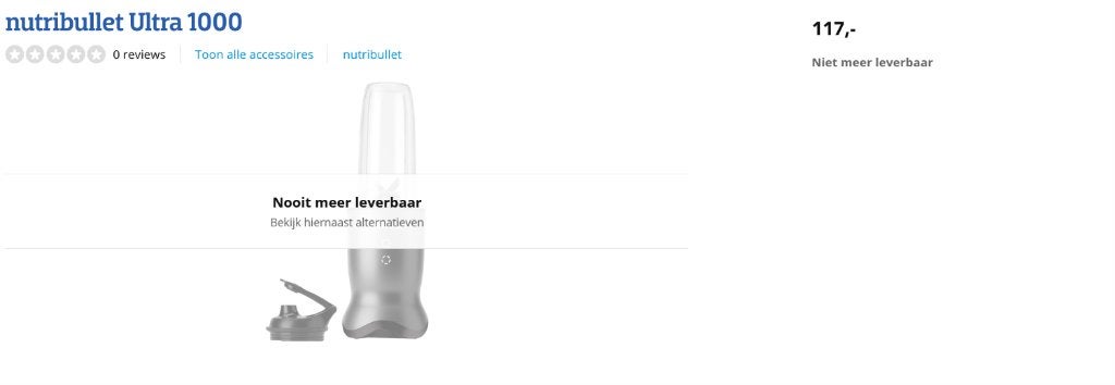 Nutribullet Ultra 1000, Ophalen of Verzenden, Zo goed als nieuw, Powerblender