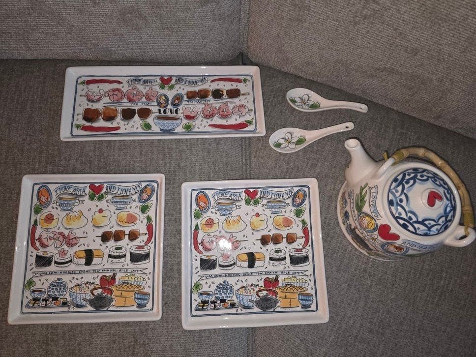 Blond Amsterdam Sushi Set: 3 Borden, 2 Lepels, 1 Theepot, Huis en Inrichting, Aziatisch, Blond Amsterdam, Ophalen of Verzenden