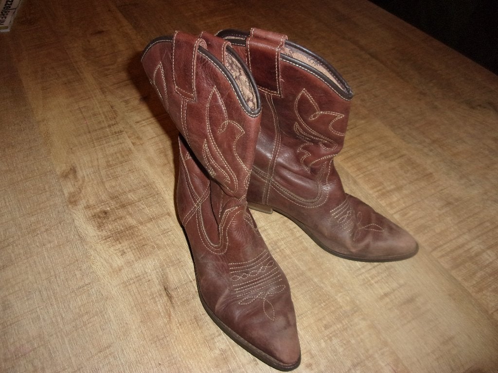 Vintage leren cowboy laarzen laarsjes bruin 37-38 Elpancho, Kleding | Dames, Schoenen, Bruin, Lage of Enkellaarzen, Ophalen of Verzenden