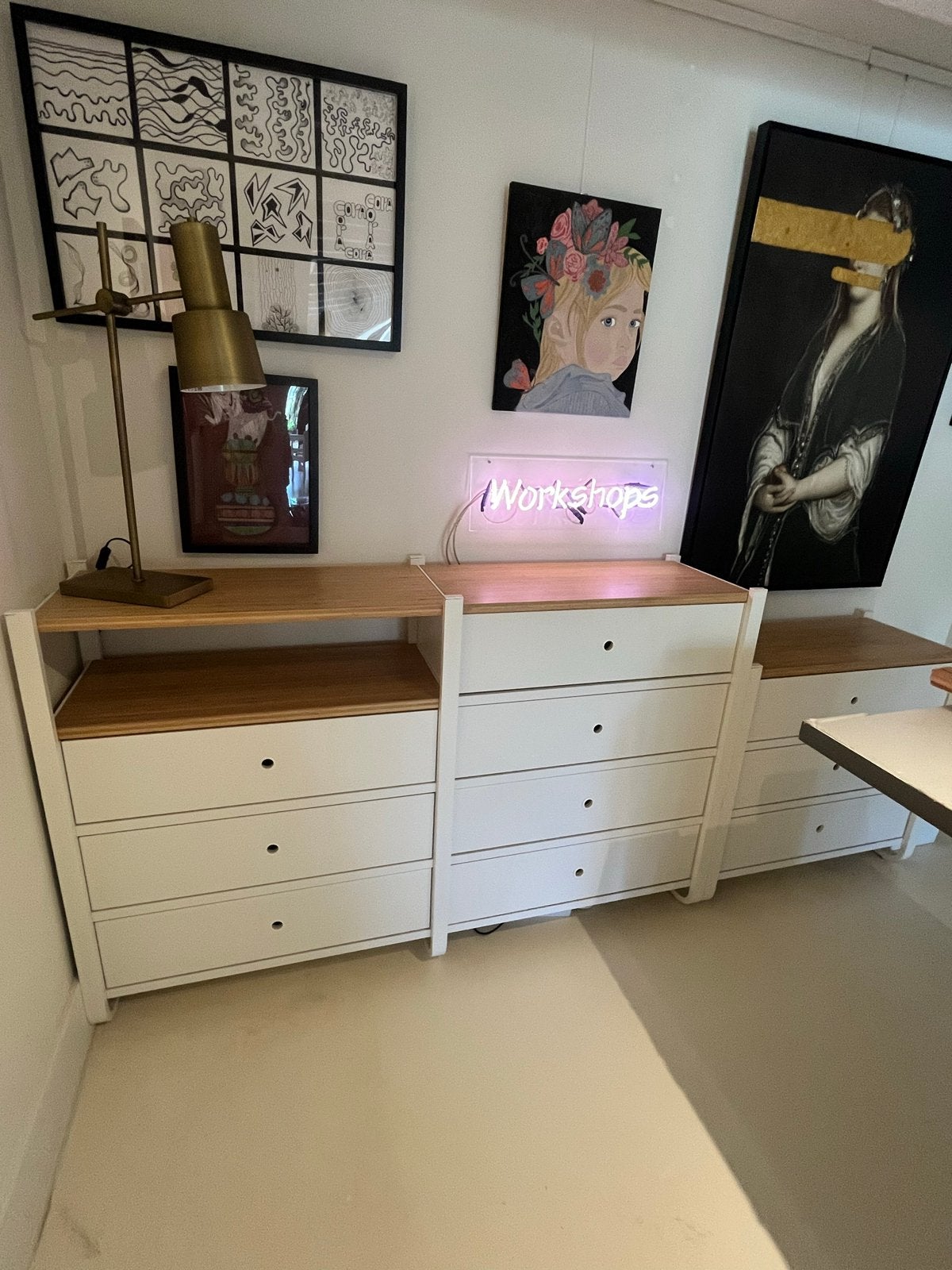 Ikea Elvarli Ladekast Combinatie Wit met Hout, Ophalen, Gebruikt, 5 laden of meer, 100 tot 150 cm