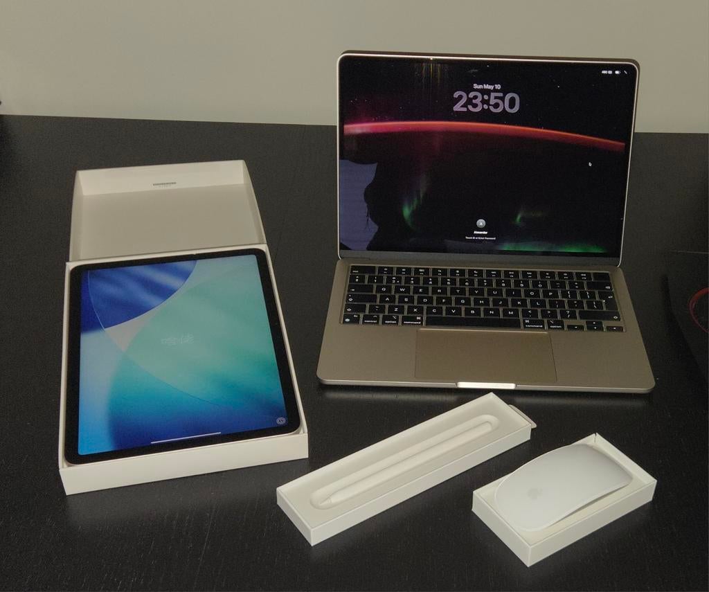 Apple Set: MacBook Air M2 + iPad Air 2025 + Pencil Pro, Computers en Software, Apple Macbooks, Ophalen, Zo goed als nieuw, 13 inch