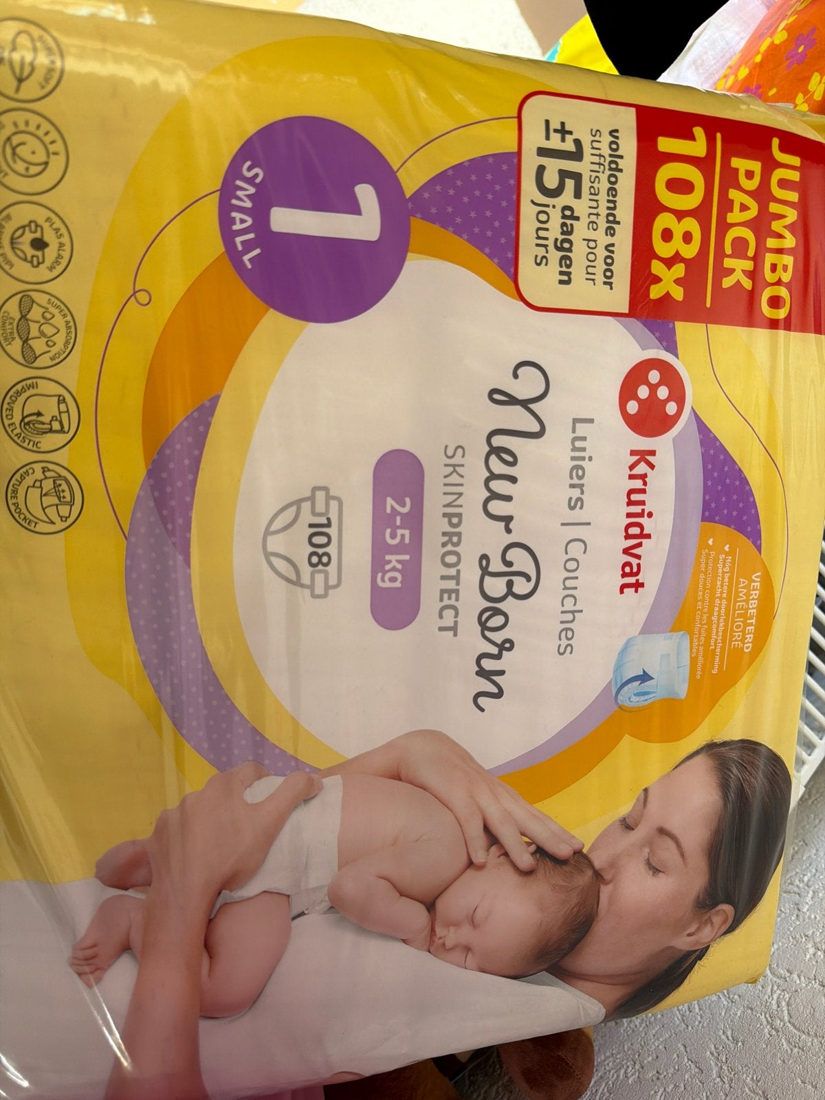 Kruidvat New Born Luiers Maat 1 (2-5 kg) - 108 stuks, Ophalen, Nieuw