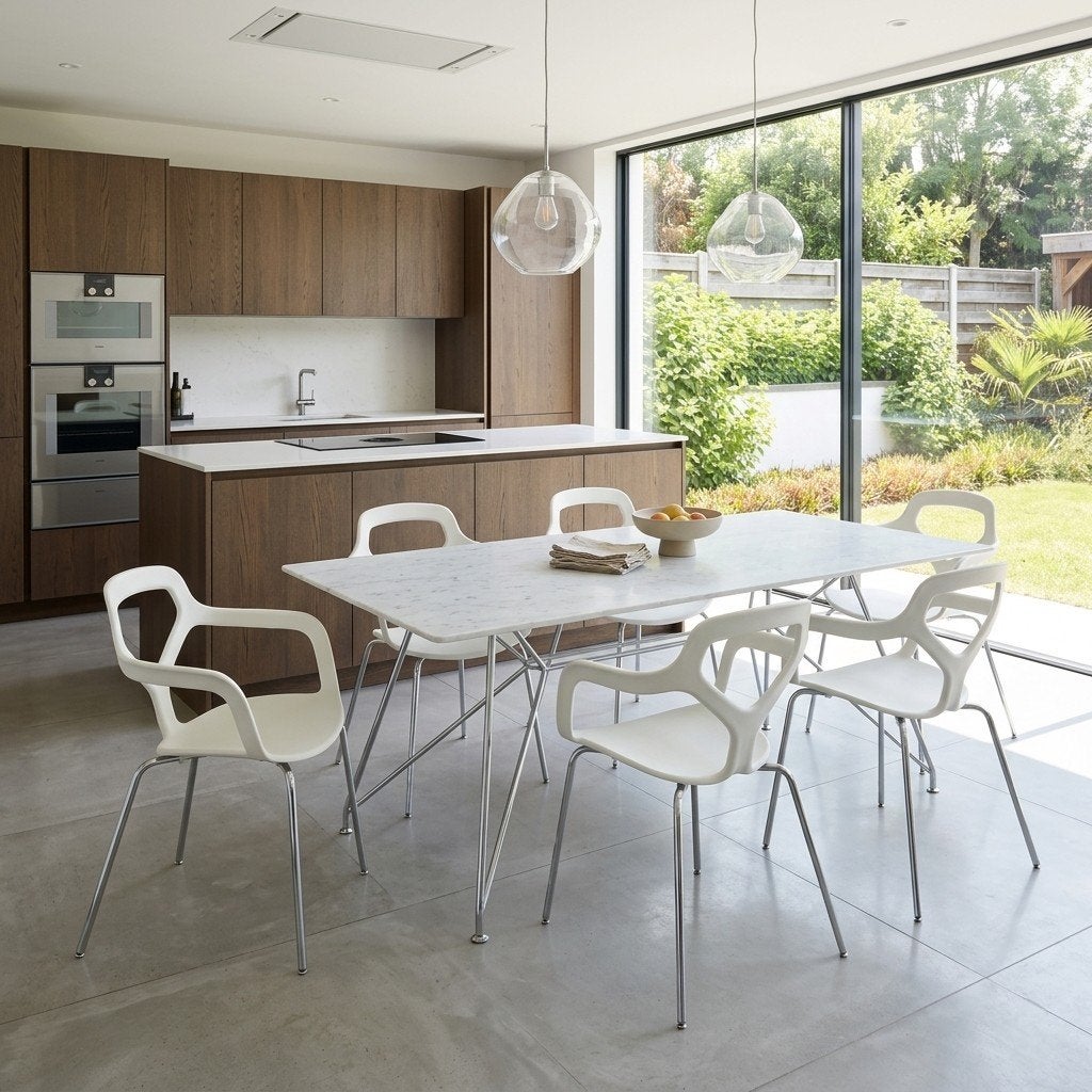 6 unieke Armstoelen van  Desalto designstoelen Shin Azumi, Huis en Inrichting, Stoelen, Ophalen, Kunststof, Wit, Zo goed als nieuw