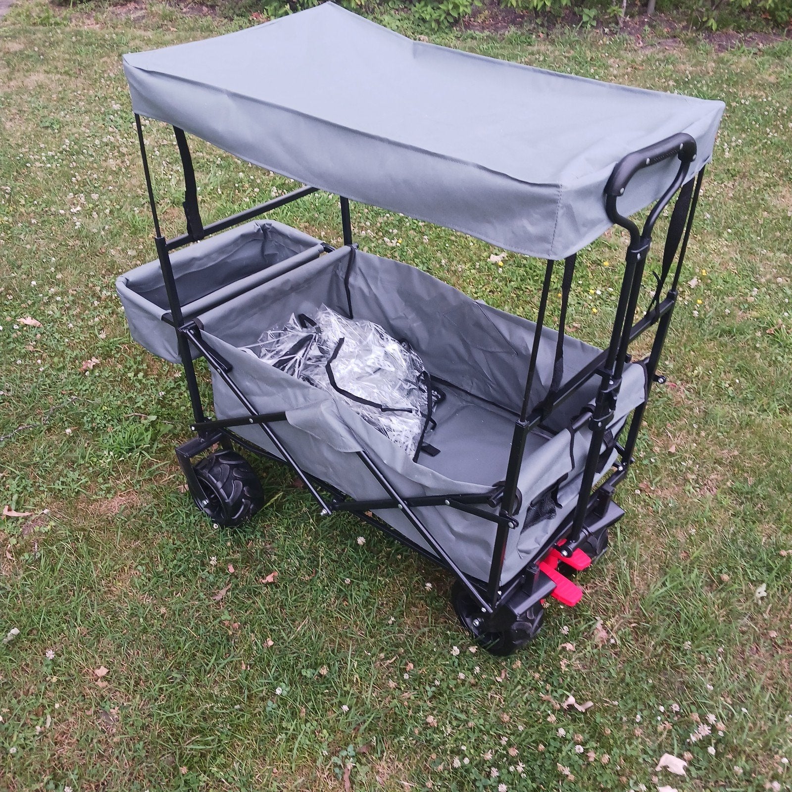 Opvouwbare bolderkar met zonnekap en regenhoes, Caravans en Kamperen, Bolderkarren, Ophalen, Opvouwbaar, Gebruikt