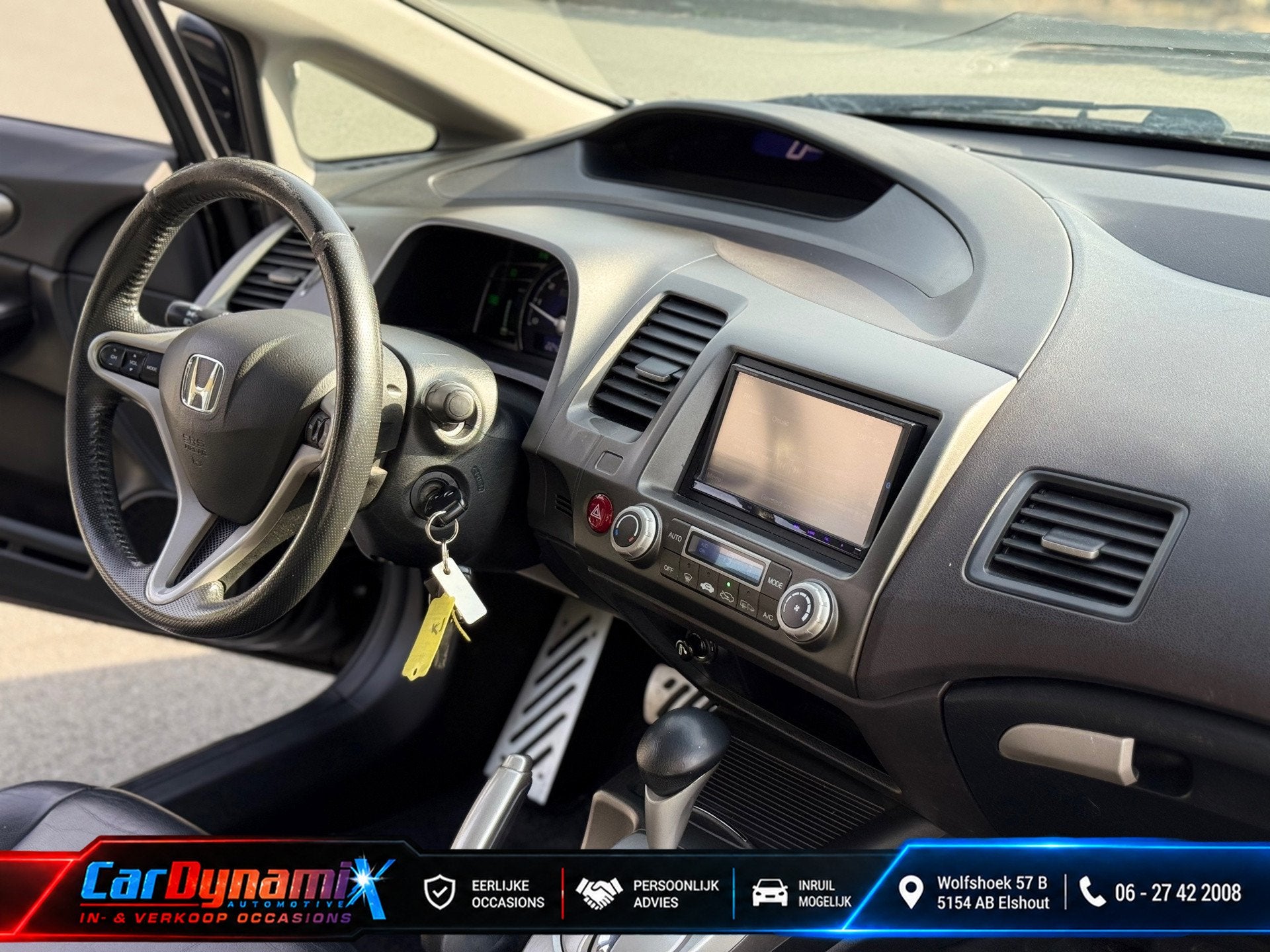 Honda Civic 1.3 Hybrid | Leer | Stoelverw | APK 06-2027 | Au, Auto's, Gebruikt, Zwart, Elektrische ramen, Zwart