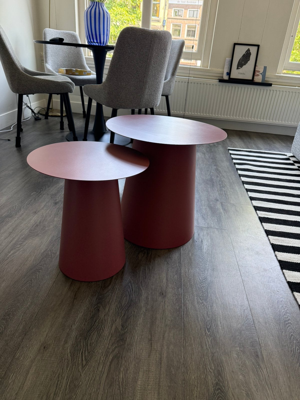 Bijzettafel set van 2, 45 tot 60 cm, Minder dan 55 cm, Metaal of Aluminium, Rond