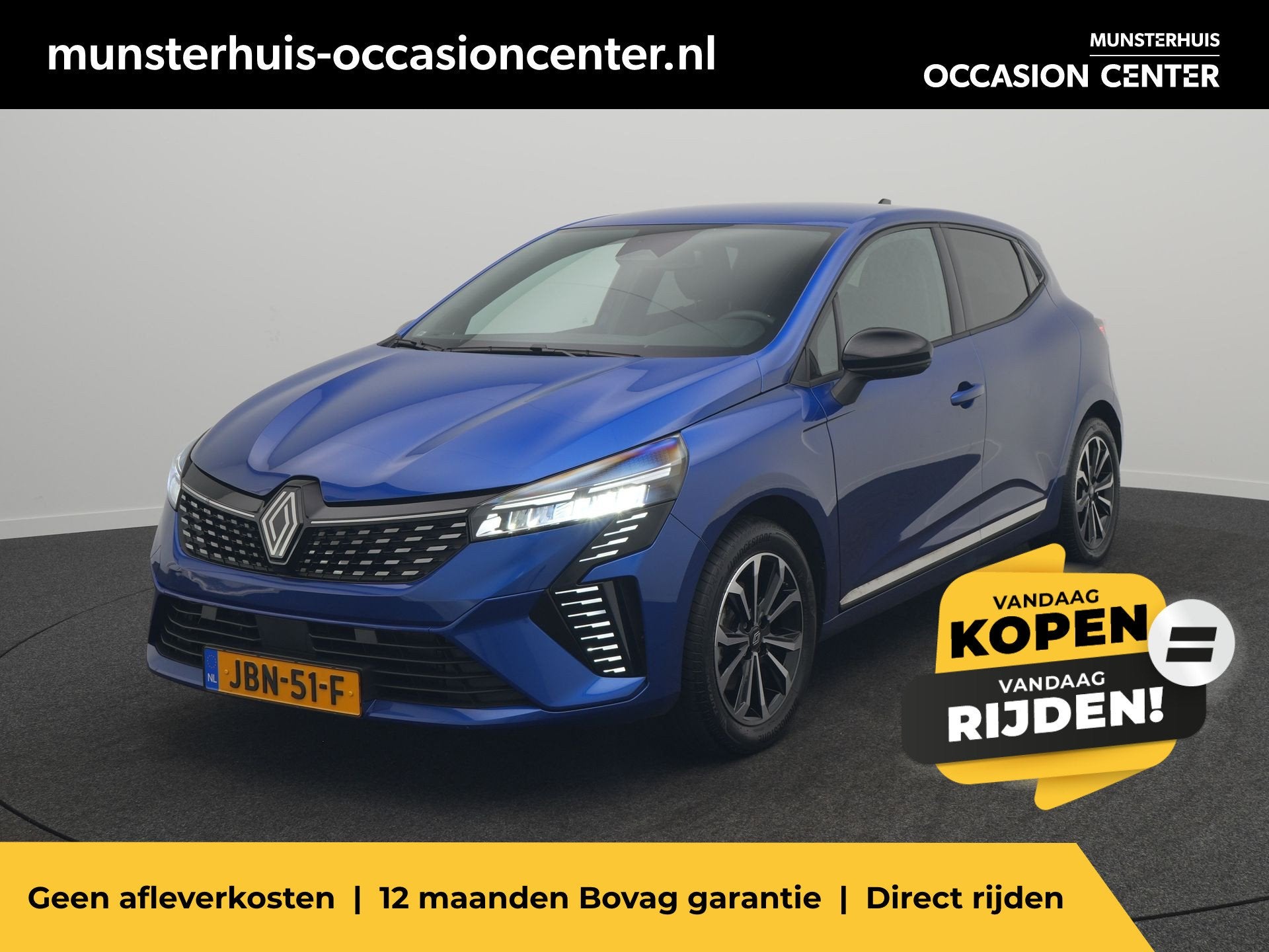 Renault Clio 1.6 E-Tech Full Hybrid 145 Techno - RIJKLAARPRI, Auto's, 12 maanden, Gebruikt, 4 cilinders, Blauw