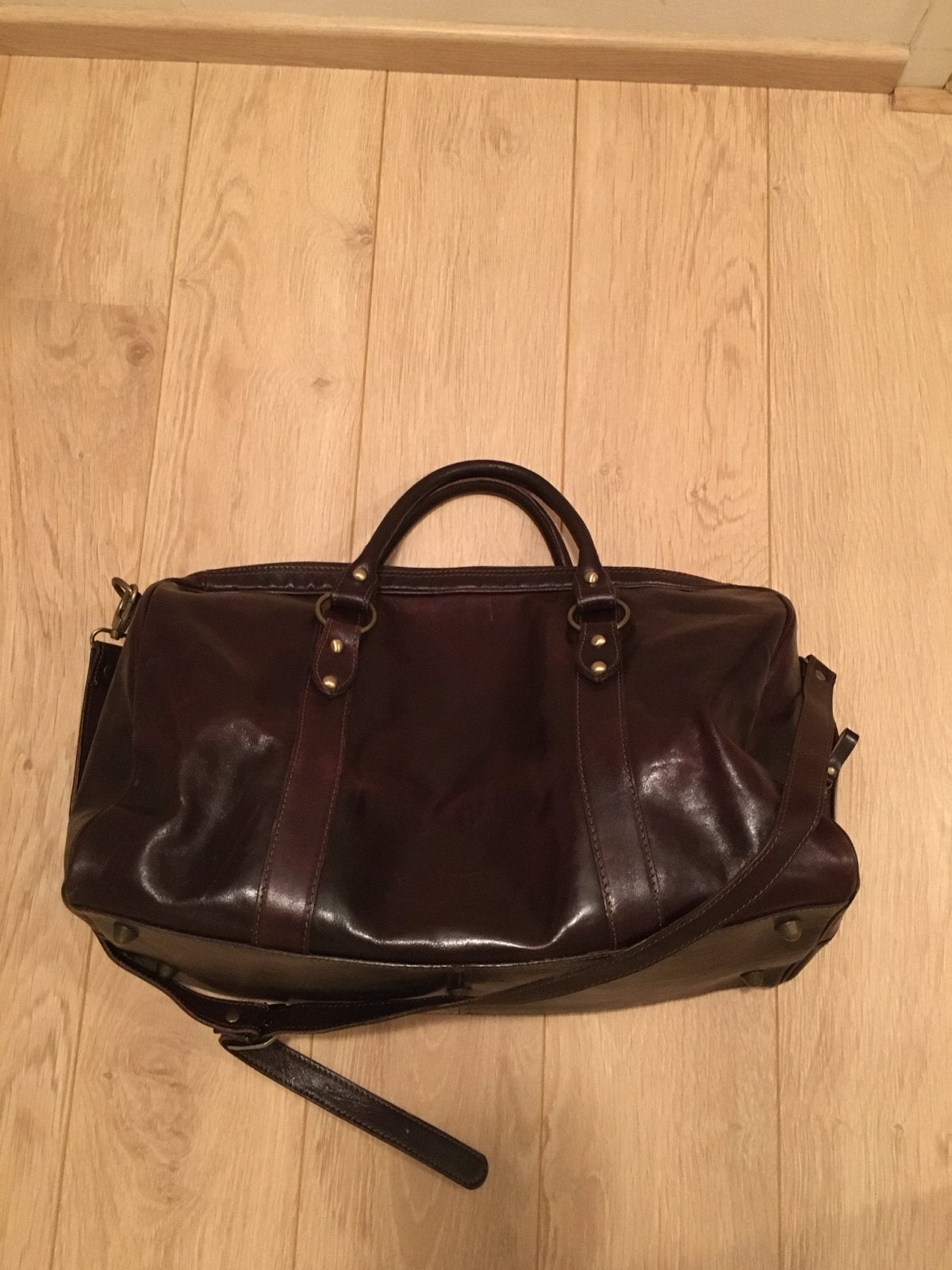 Leren reistas / weekendtas - rits kapot, 40 tot 60 cm, Gebruikt, 20 tot 30 cm, Bruin