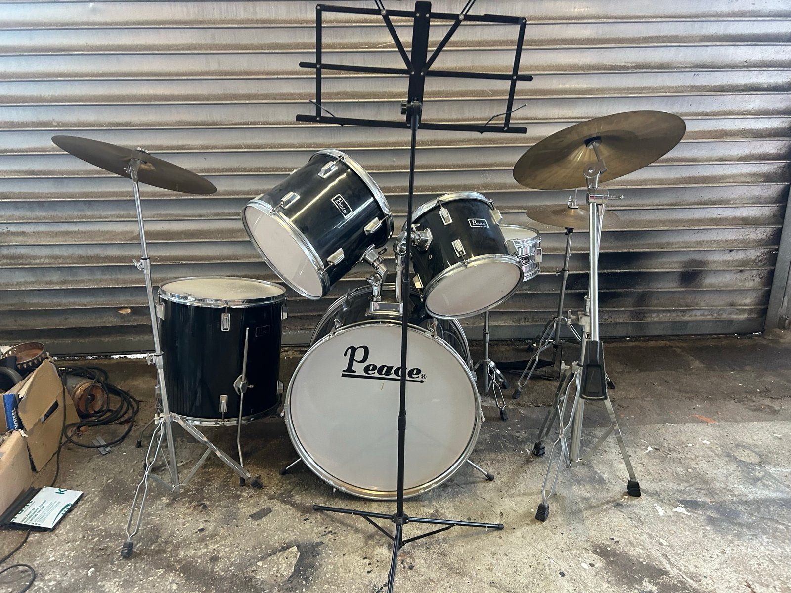 8-delige drumstel (peace)+ kruk en muziek standaard, Ophalen, Gebruikt, Overige merken
