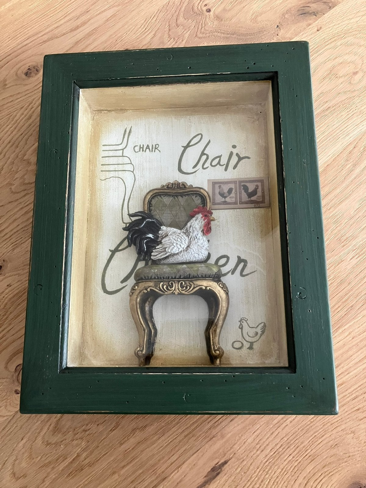 Decoratief diorama themenkasten-schilderij met een haan, Gebruikt, Ingelijst, Ophalen of Verzenden, Schilderij