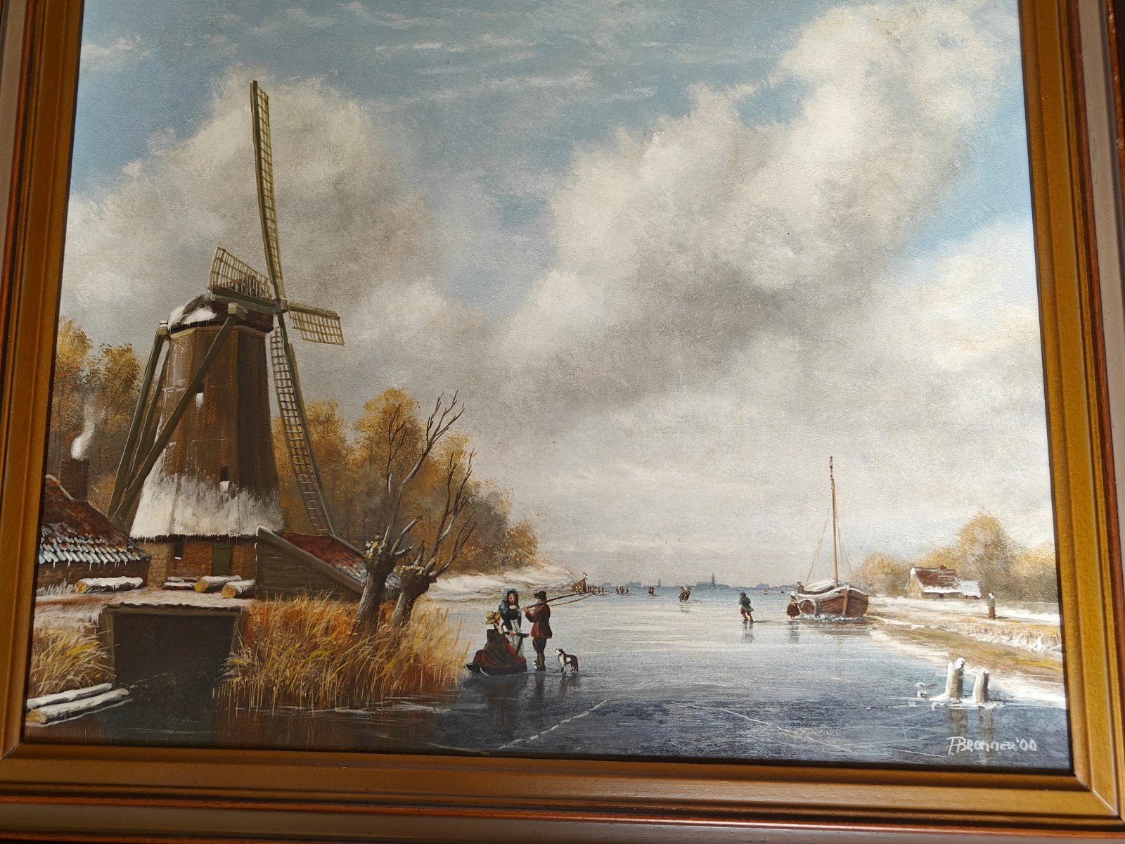 Olieverf schilderij Frans Brommer Oud Hollands landschap, Antiek en Kunst, Doek, Ophalen of Verzenden, Landschap, Oud hollands