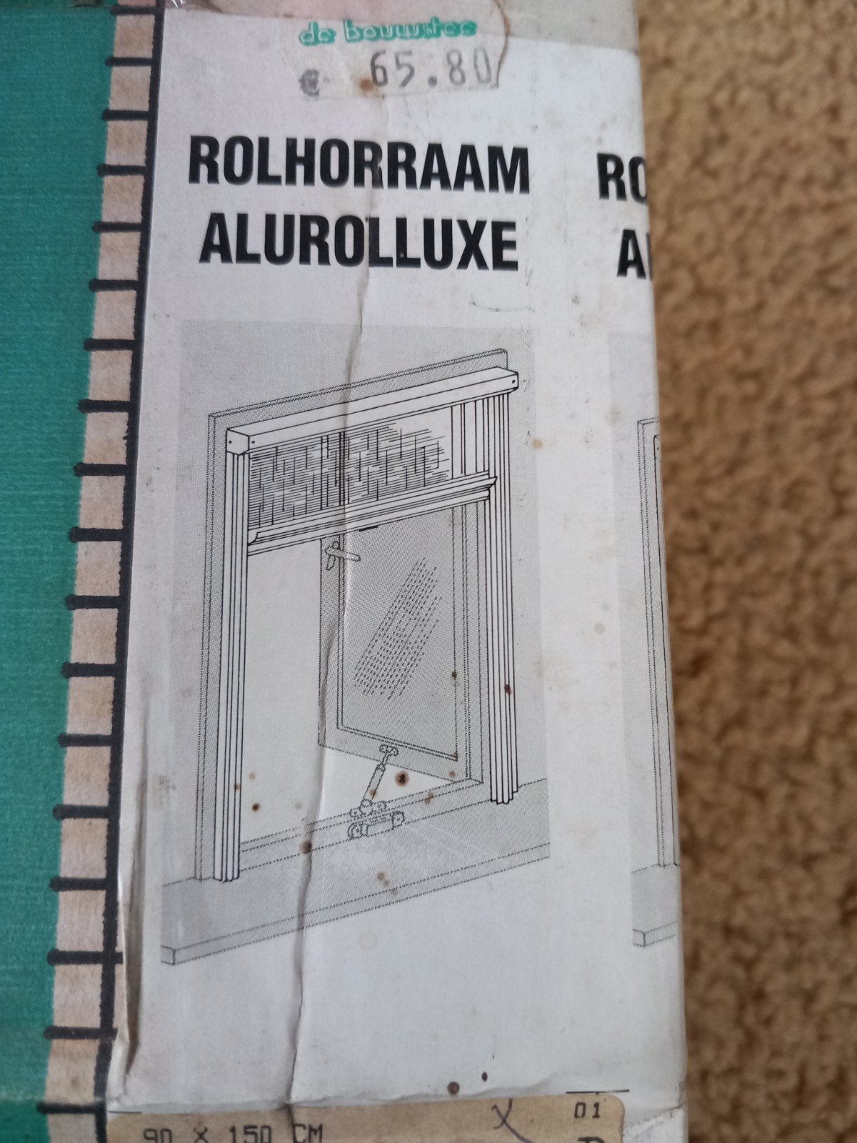 Nieuw Rolhorraam Aluroulluxe 90x150 cm Wit Gemoffeld, 80 tot 100 cm, Overige typen, Minder dan 200 cm, Nieuw