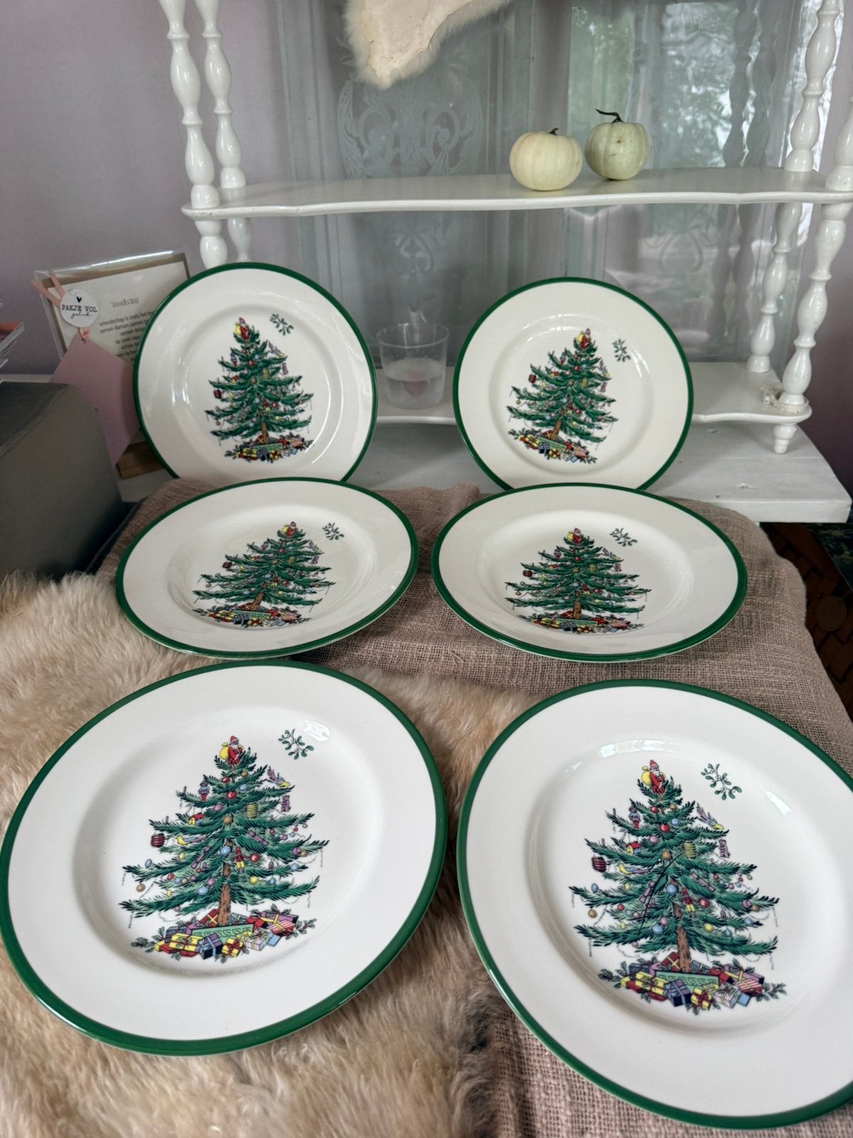 Spode Christmas Tree 6x dinerborden 27 cm nieuw made England, Ophalen, Nieuw