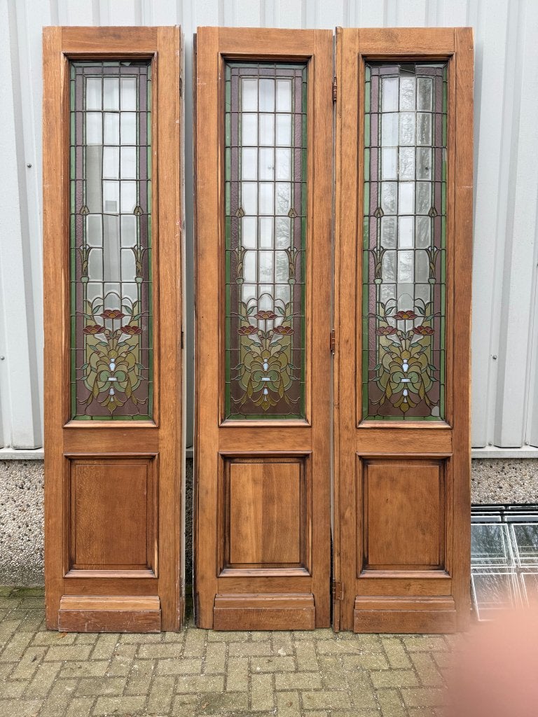 Unieke vondst eiken deuren met glas in messing, Doe-het-zelf en Verbouw, Deuren en Horren, Jurgen.hoogenboezem@gmail.com, Binnendeur