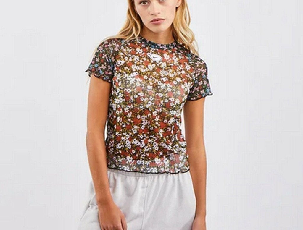 Nike doorschijnende floral top / shirt mesh maat S nr 48331, ., Nike, Ophalen of Verzenden, Zo goed als nieuw