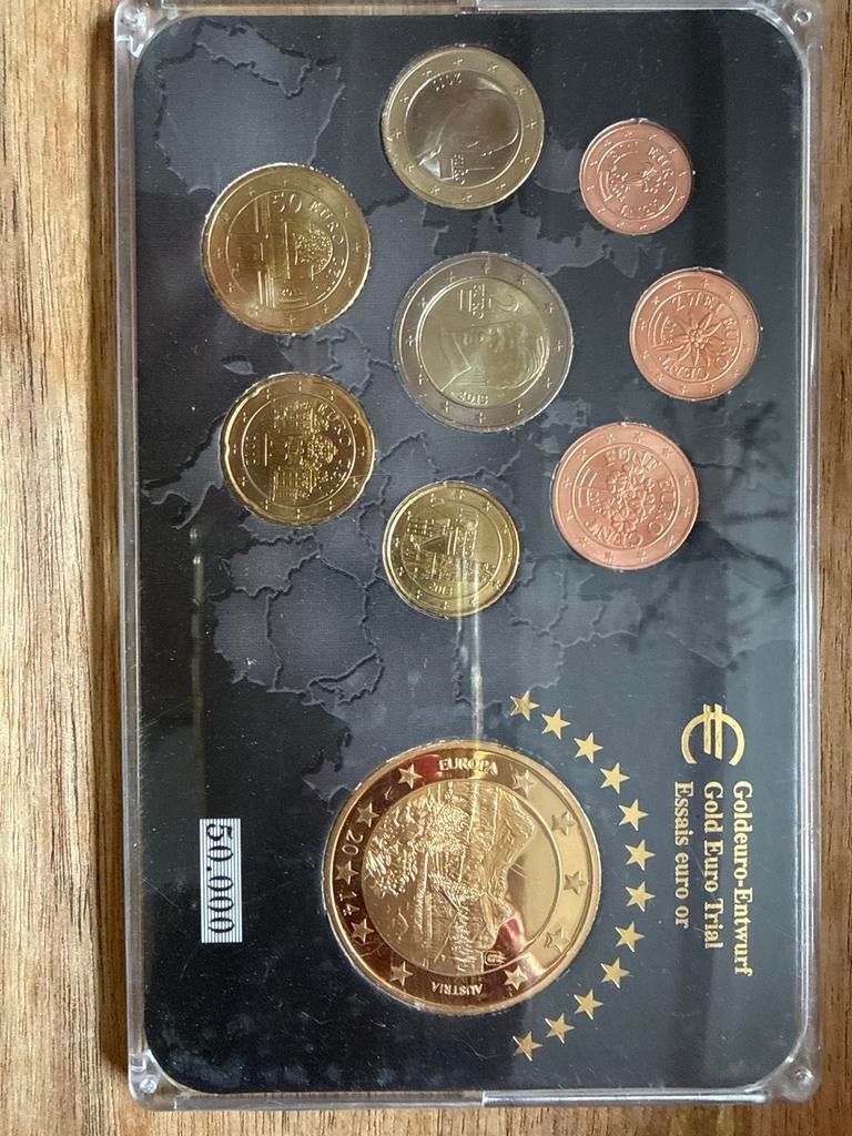 Oostenrijkse Euro Gold Trial Set 2014, Postzegels en Munten, Munten | Europa | Euromunten, Oostenrijk, Verzenden, Setje, Goud