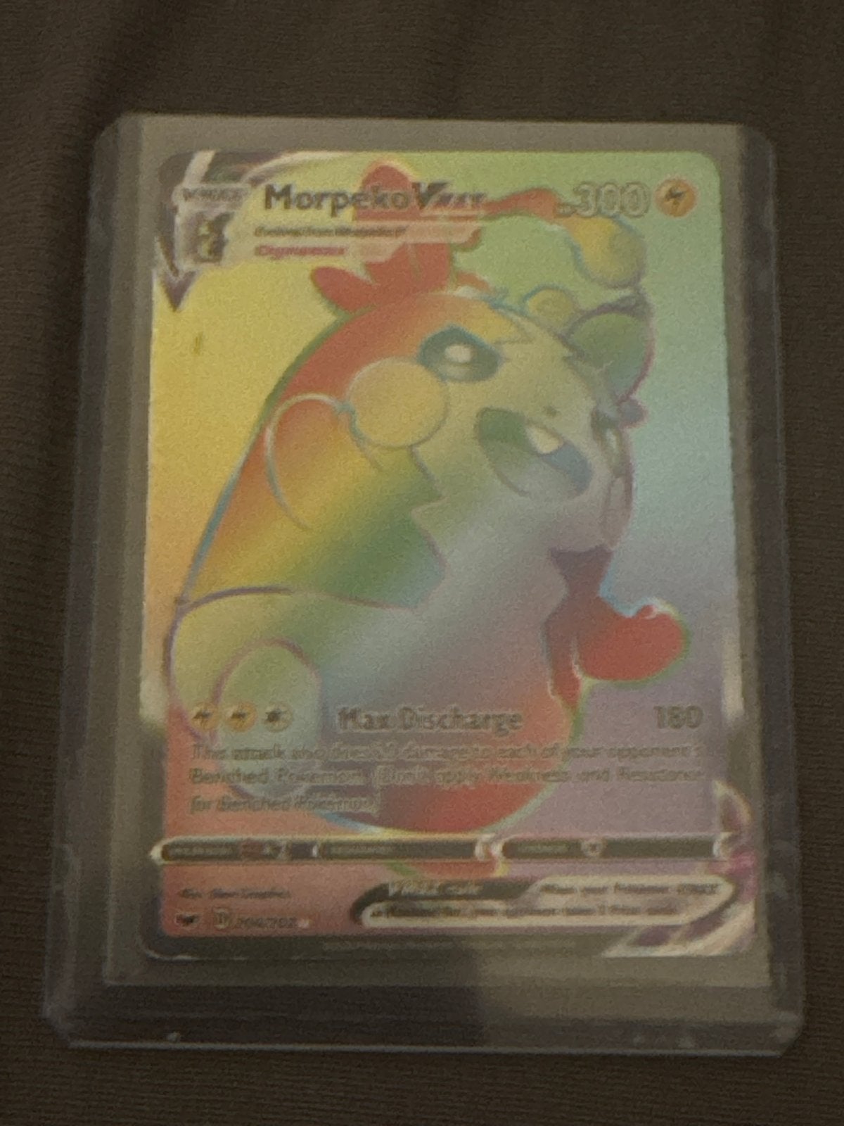 Morpeko VMAX Rainbow Rare Pokémon Kaart, Ophalen of Verzenden, Zo goed als nieuw, Losse kaart, Foil