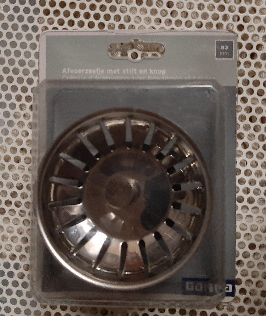 RVS Afvoerzeefje met Stift en Knop 83 mm, Ophalen, Nieuw, Metaal, Meerkleurig