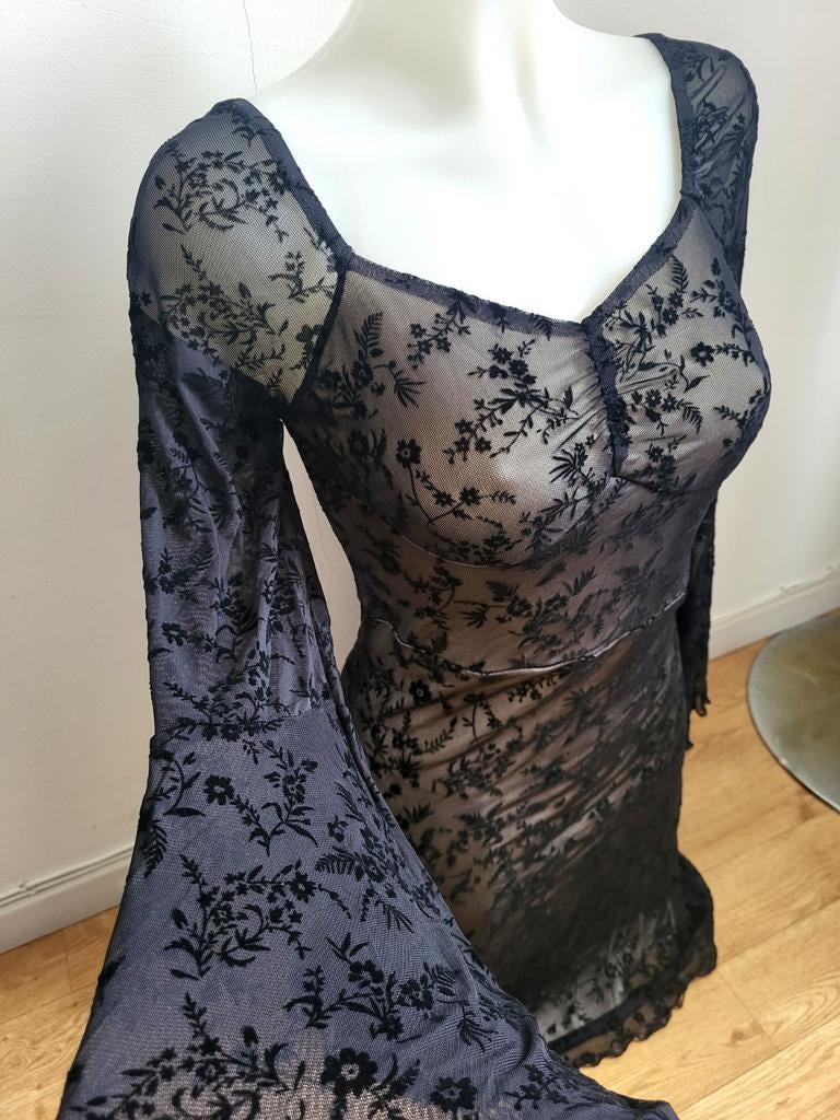 Nieuwe vintage y2k Gothic mini jurk met bloemen, Kleding | Dames, Zwart, Nieuw, Ophalen of Verzenden, Maat 36 (S)