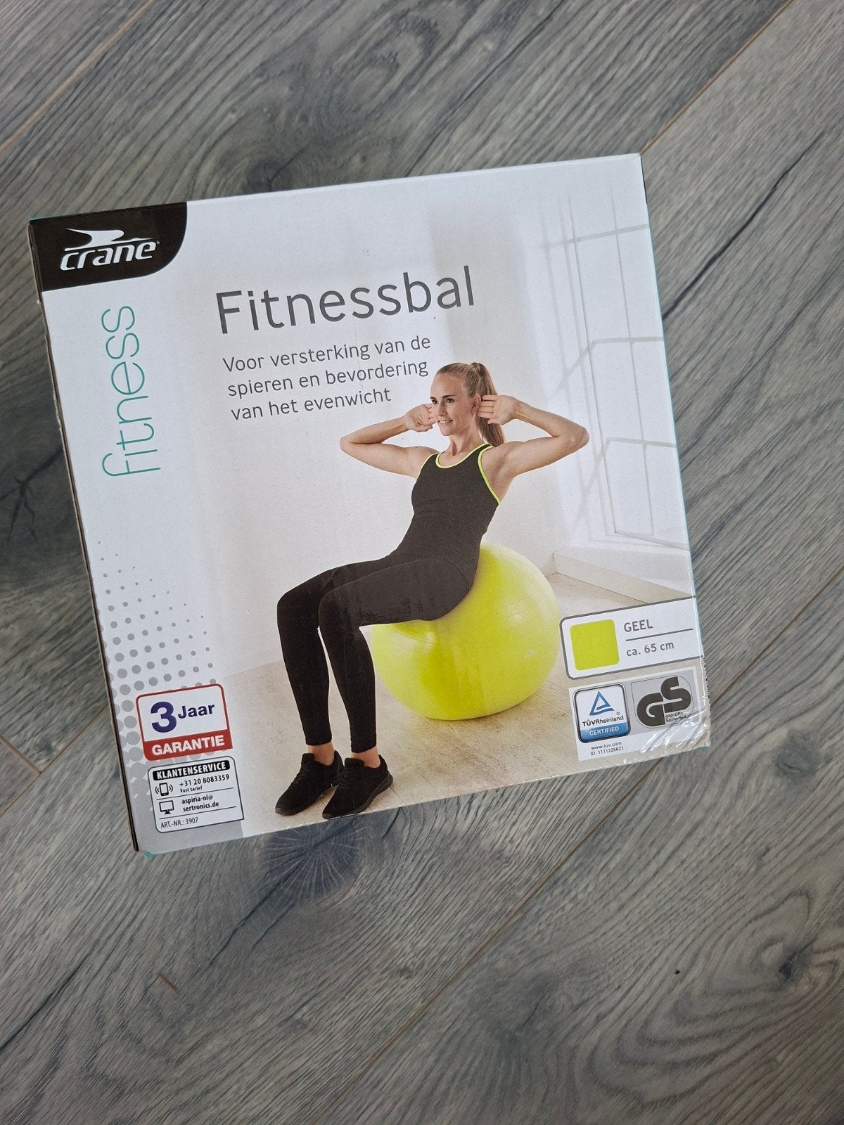 NIEUW! Fitnessbal 65 cm, Kleur geel., Ophalen of Verzenden, Nieuw