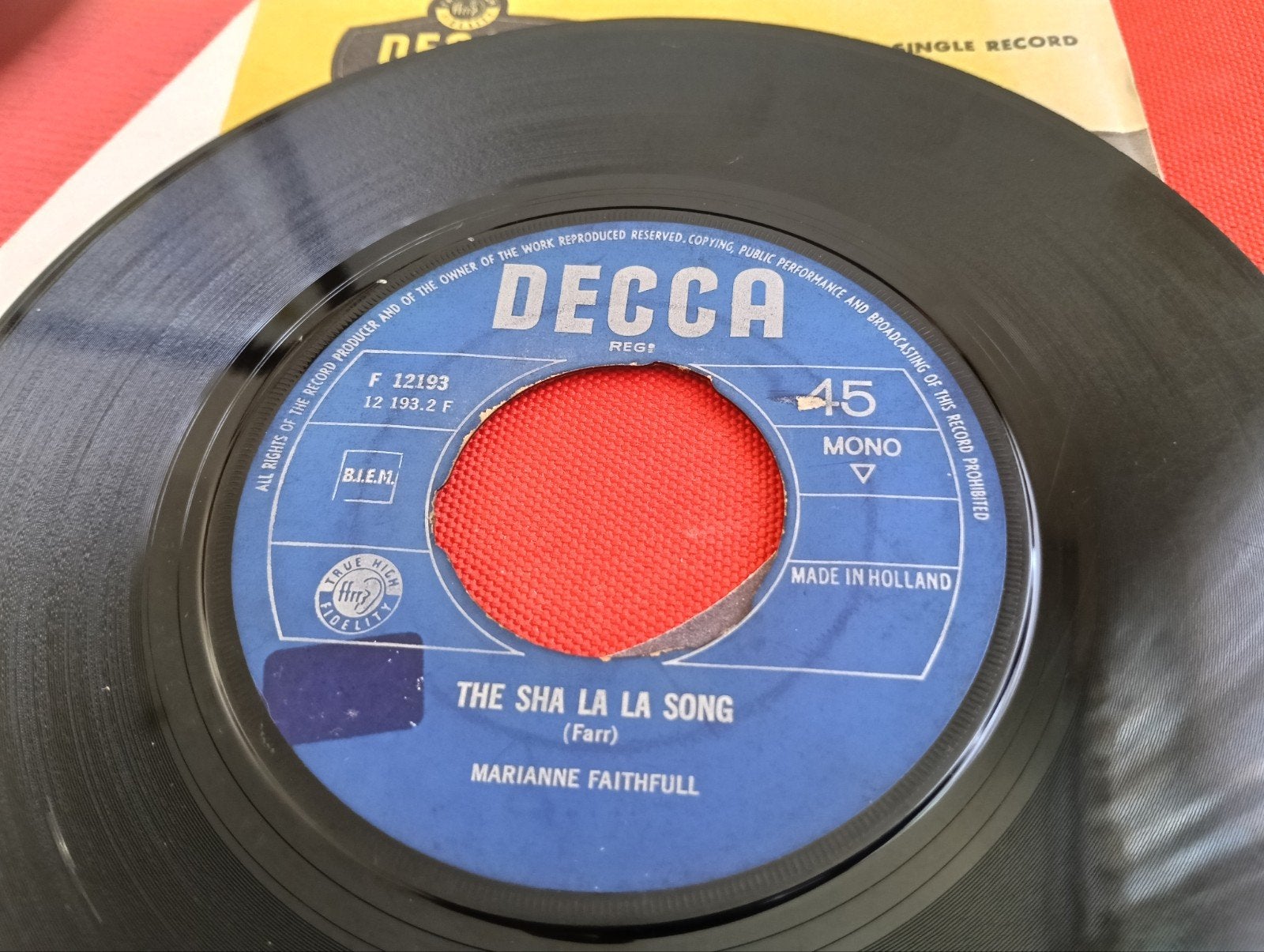 MARIANNE FAITHFULL 1965 DECCA LABEL BEAT, Cd's en Dvd's, Vinyl Singles, Verzenden, Zo goed als nieuw, Pop
