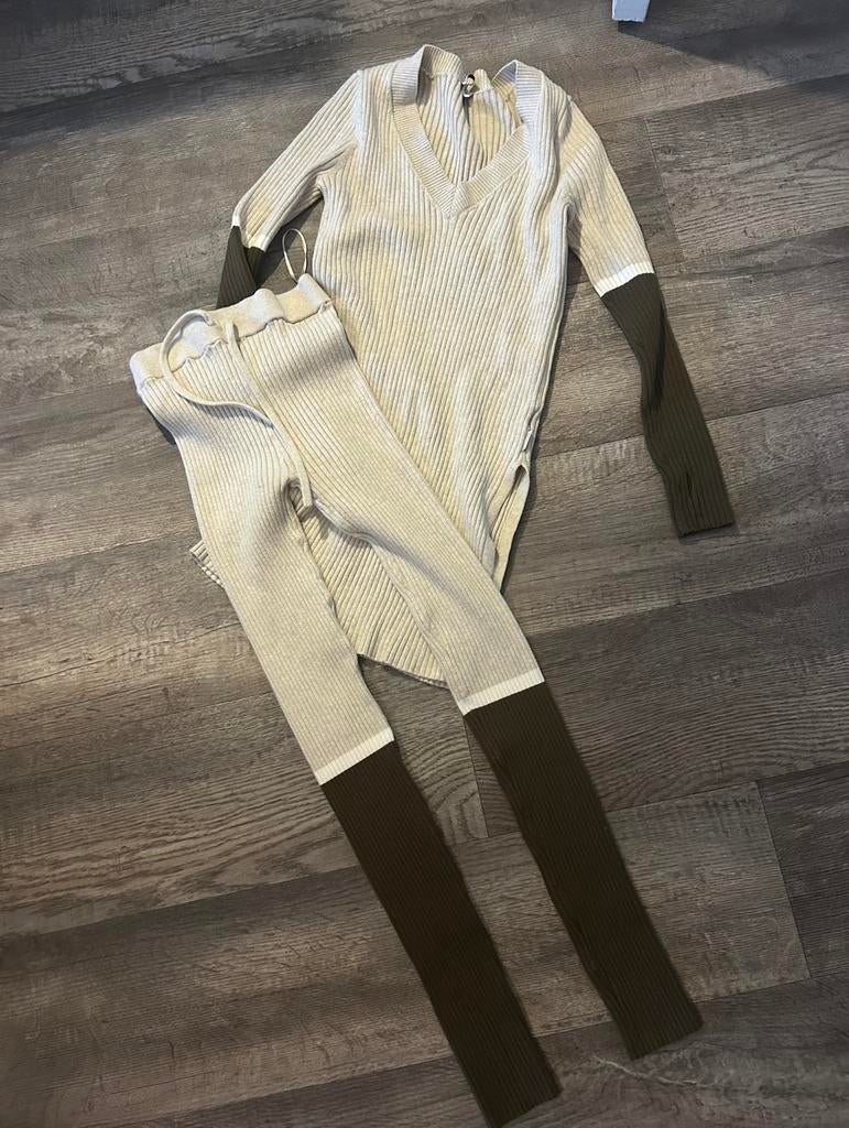 Reinders twinset beige/khaki, maat S/L, Kleding | Dames, Huispakken, Ophalen of Verzenden, Nieuw, Maat 42/44 (L), Beige