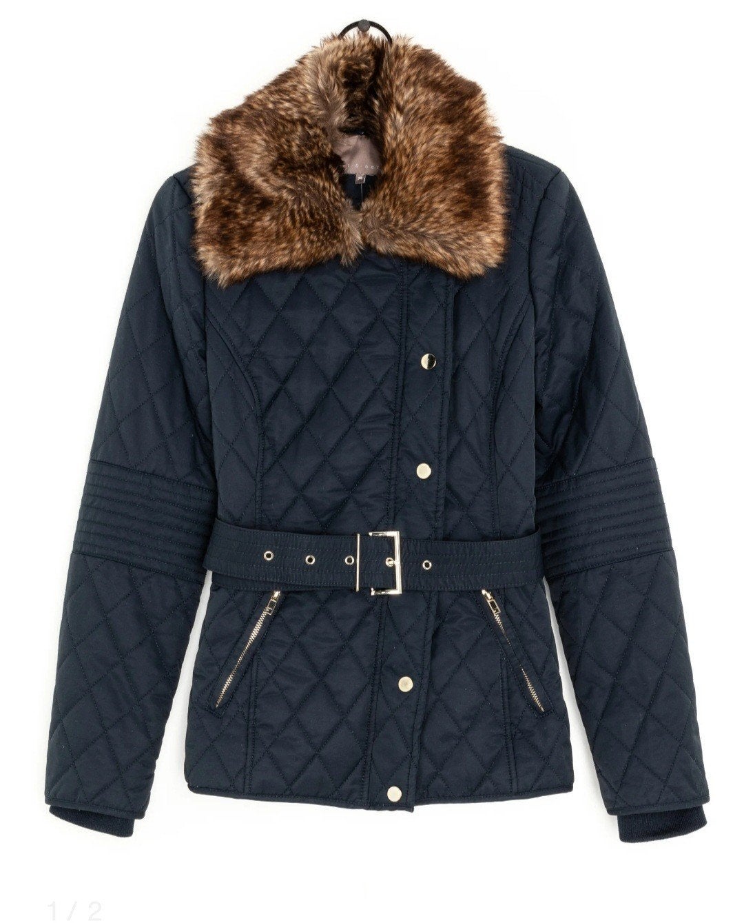 Mint & Berry Donkerbauwe Winterjas | Maat 34 | Ceintuur, Kleding | Dames, Ophalen of Verzenden, Zo goed als nieuw, Maat 34 (XS) of kleiner