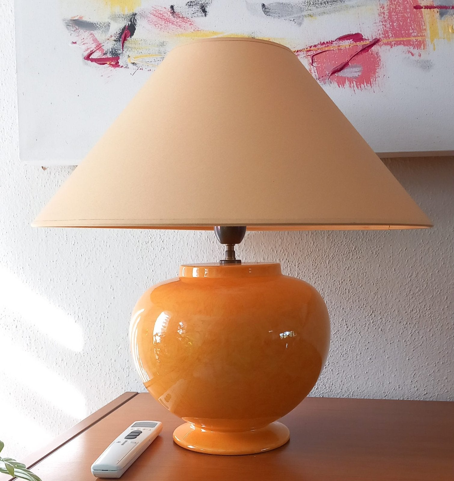 Schemerlamp, Huis en Inrichting, Lampen | Tafellampen, Ophalen, Gebruikt, Keramiek, Geel