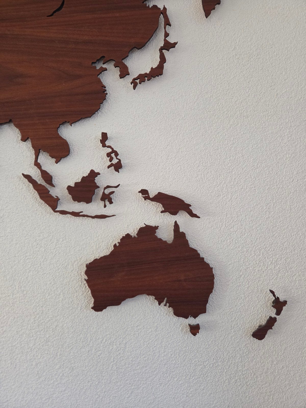Houten Wereldkaart Wanddecoratie - Walnoot, Ophalen, Gebruikt, Hout, Bruin
