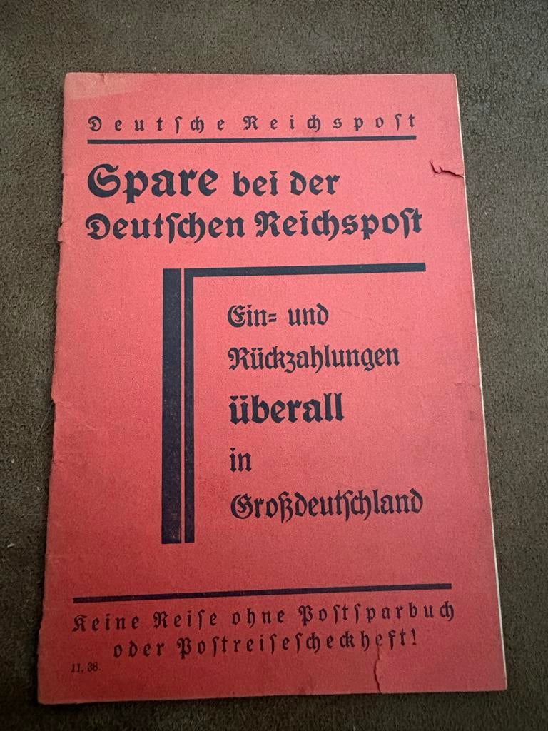 Deutsche Reichspost spaarboekje uit 1938, Verzamelen, Ophalen of Verzenden