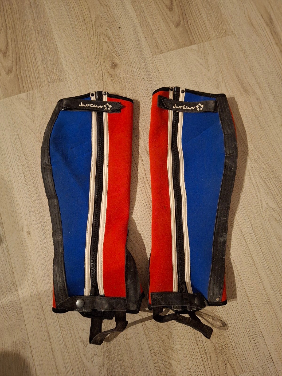 Just Chaps neopreen chaps rood wit blauw maat L, Gebruikt, L, Dames, Overige typen