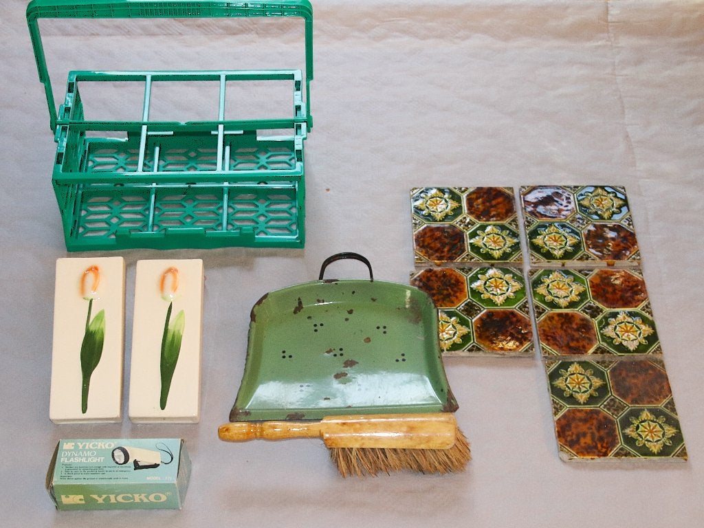 retro vintage servies asbak wekker klok spullen, Ophalen of Verzenden