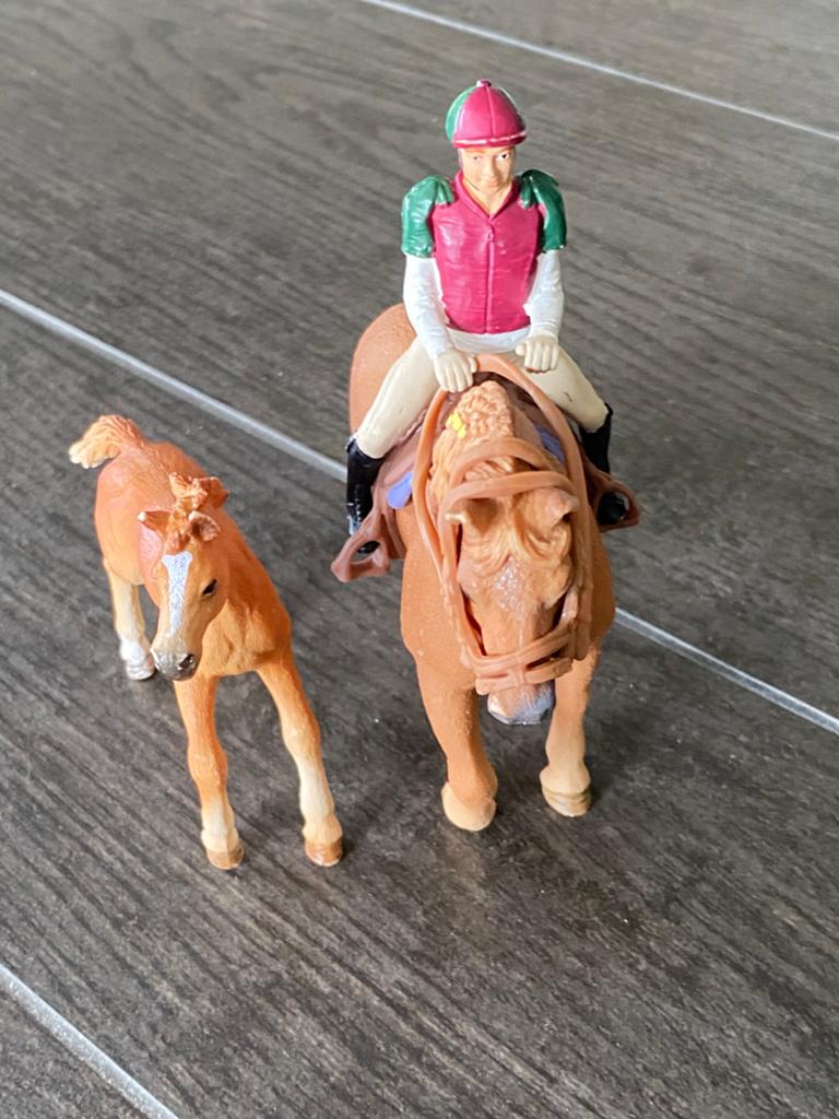 Schleich paard ( vospaard met ruiter en veulen ), Verzamelen, Speelgoed, Gebruikt, Ophalen