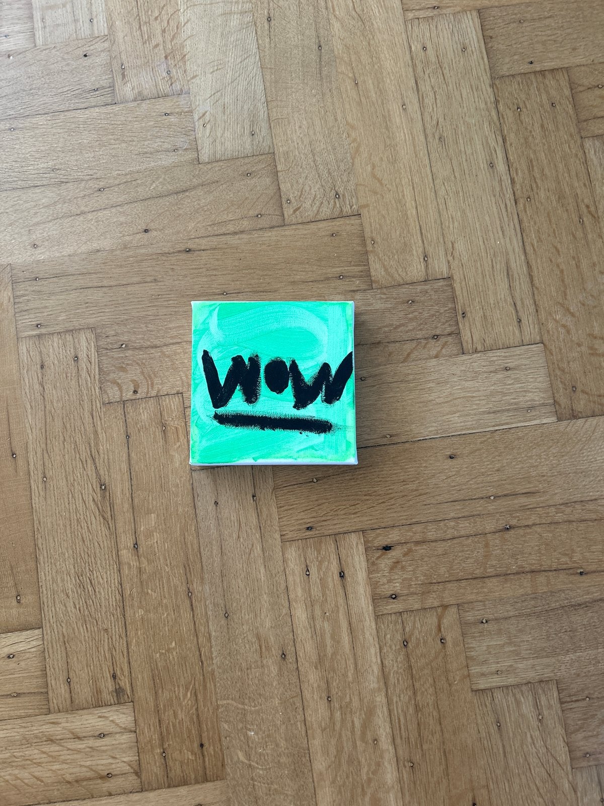 Modern Schilderij 'Wow' - 15x15 cm, Acrylverf, Overig onderwerp, Handgeschilderd, Ophalen of Verzenden