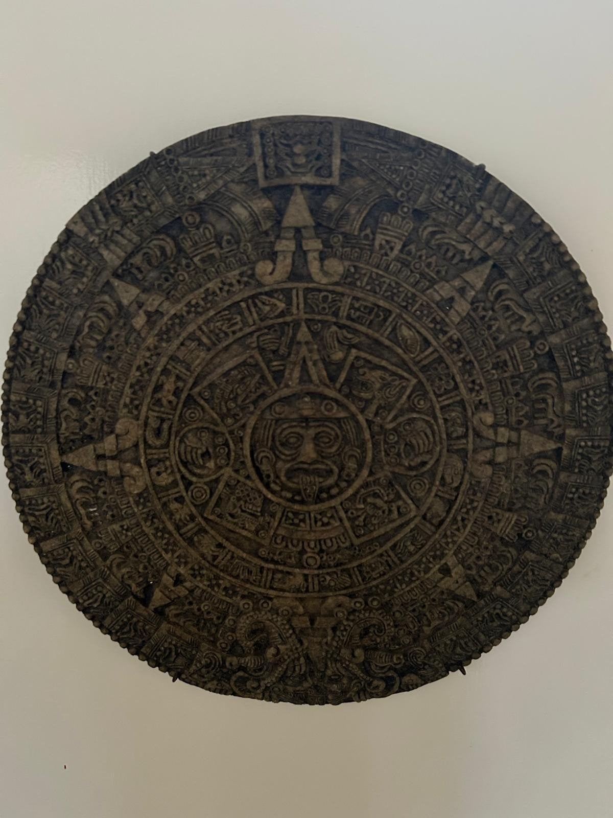 47cm .Mooie zwaar origineel Azteekse Kalender Wanddecoratie, Ophalen of Verzenden