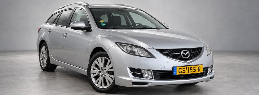 Mazda 6 2.0 Sportbreak AUT 2008 Grijs PDC, Auto's, Zwart, 4 cilinders, Leder, 550 kg