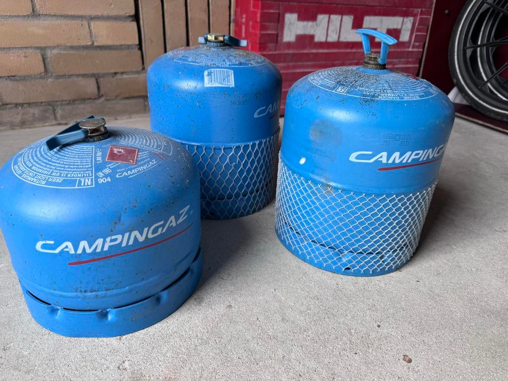 Campinggaz Lege Gasflessen 904 en 2x 907, Ophalen, Gebruikt