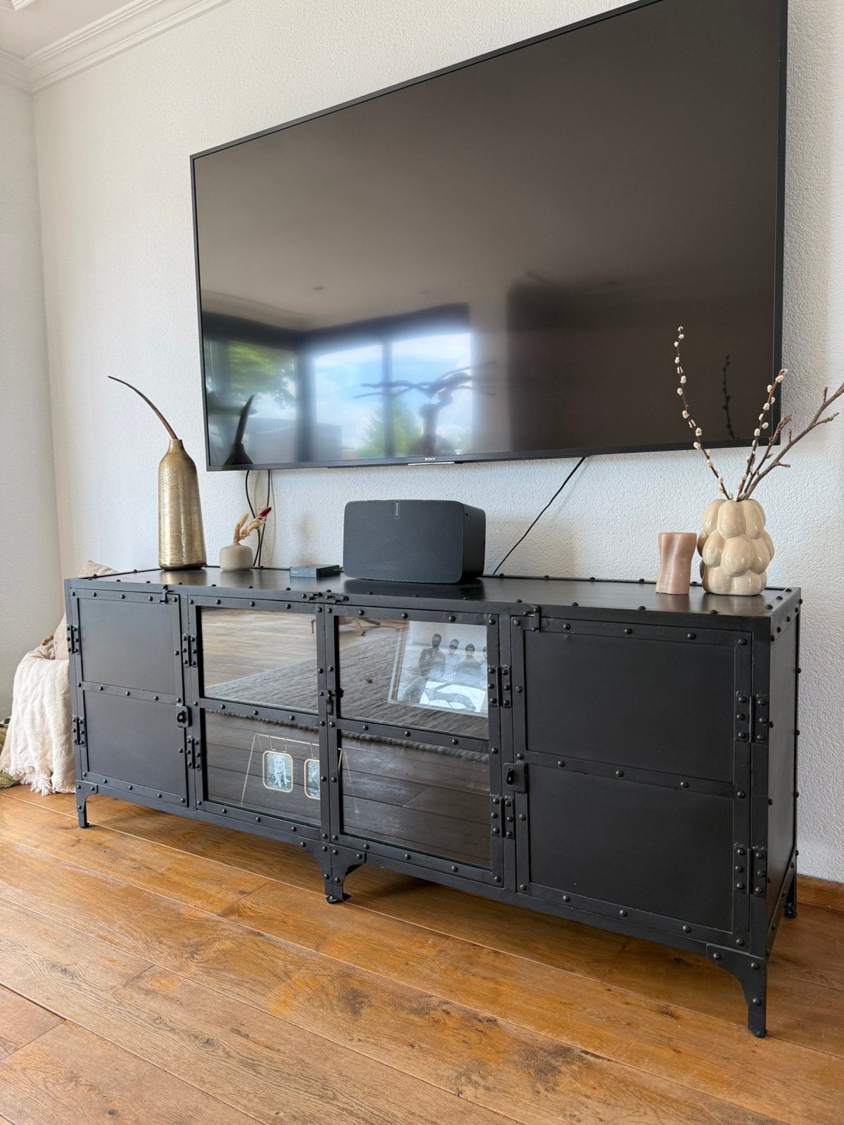 Vitrine kast en tv meubel set - industrieel zwart, Ophalen, Zo goed als nieuw, 25 tot 50 cm, Minder dan 100 cm