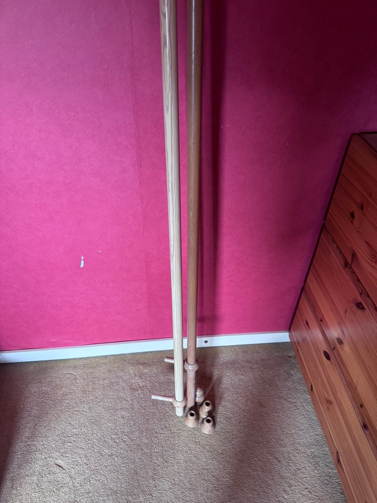 Houten gordijn roede 2 meter, Ophalen, Zo goed als nieuw