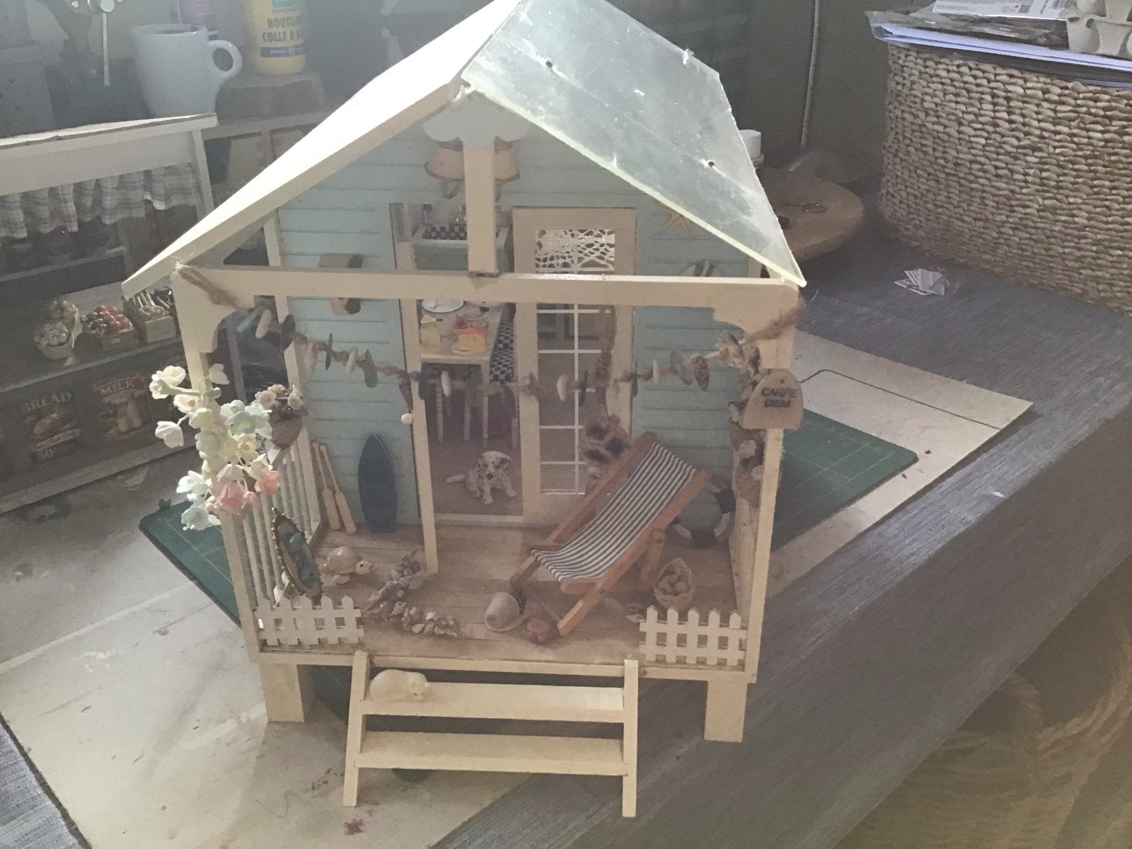Uniek Poppenhuis Strandhuisje - Handgemaakt & Compleet, Ophalen of Verzenden, Zo goed als nieuw, Poppenhuis
