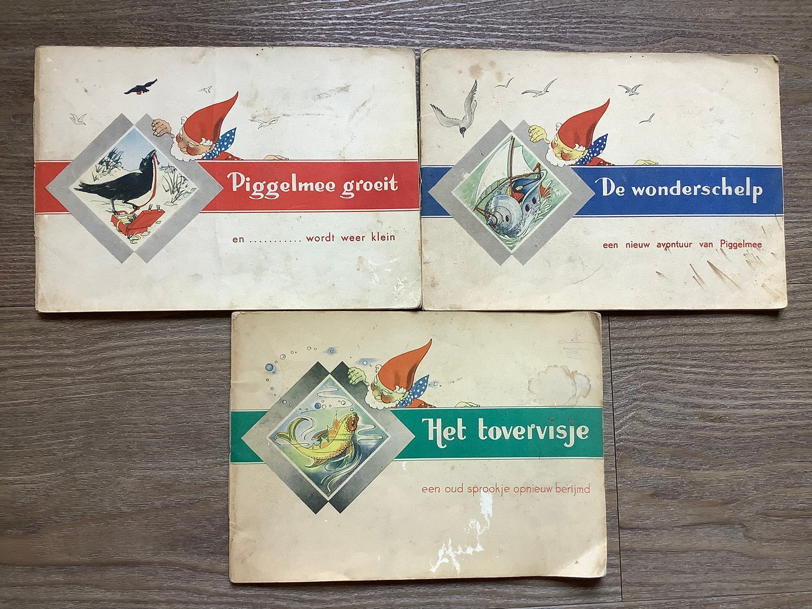 Kabouter Piggelmee 3 deeltjes compleet alle plaatjes, Verzenden, Gelezen, Plaatjesalbum