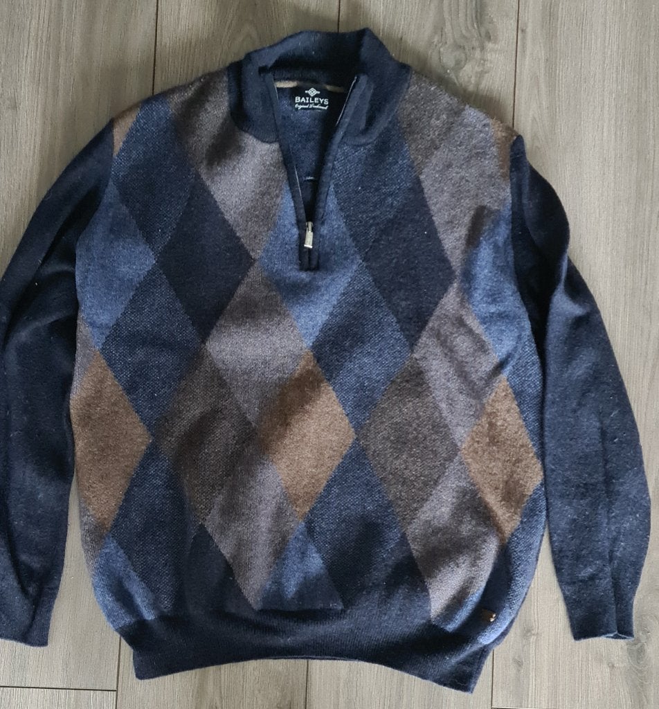 Baileys mooie heren trui met ritsje wol, Maat 52/54 (L), Blauw, Baileys, Ophalen of Verzenden